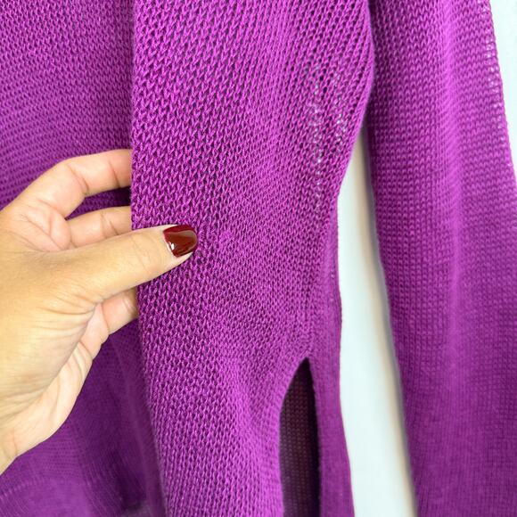 Eileen Fisher Purple Open Knit Tunic Sweater - M - Picture 5 of 9